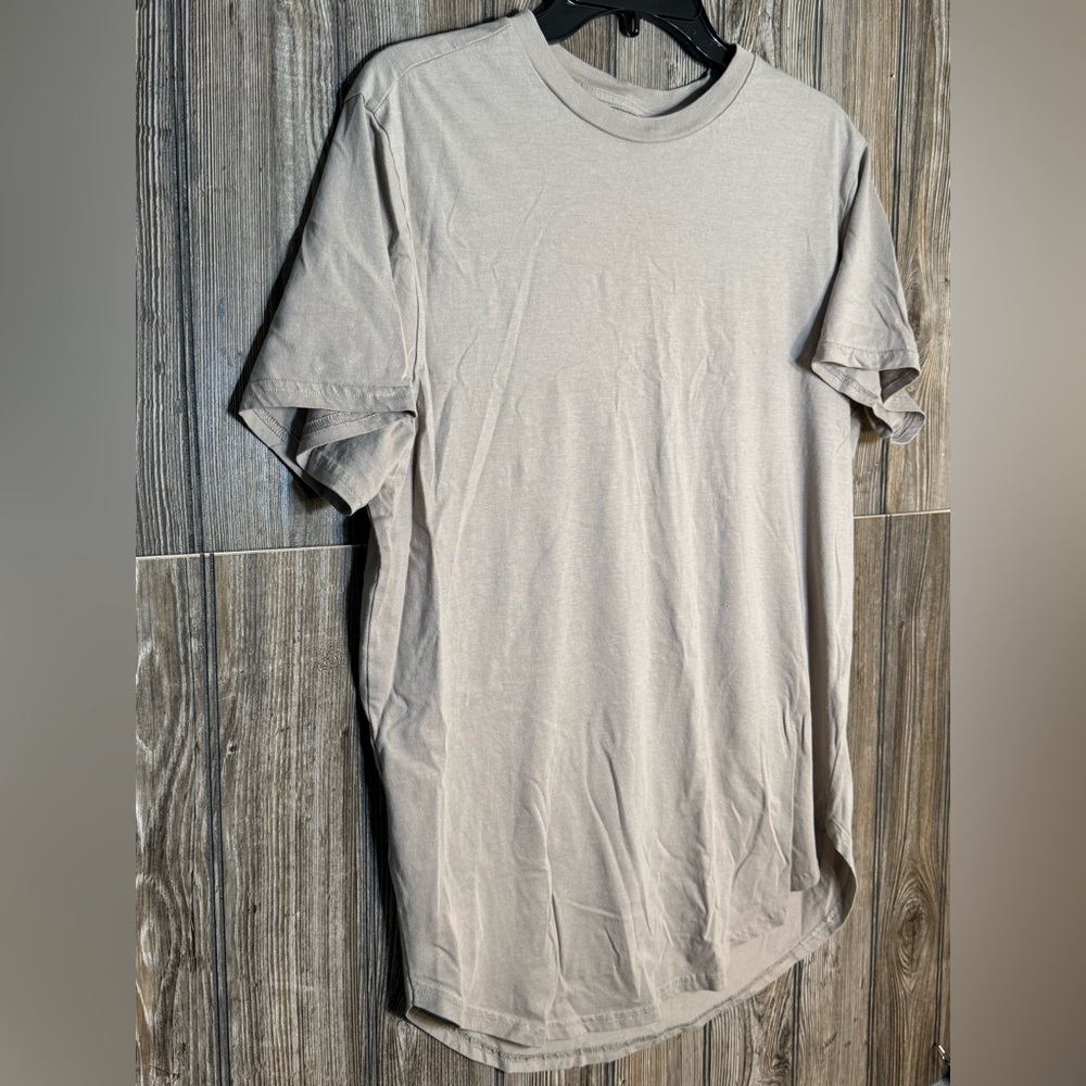 H&M Tan Short Sleeve Tee Classic Crew Neck long fit